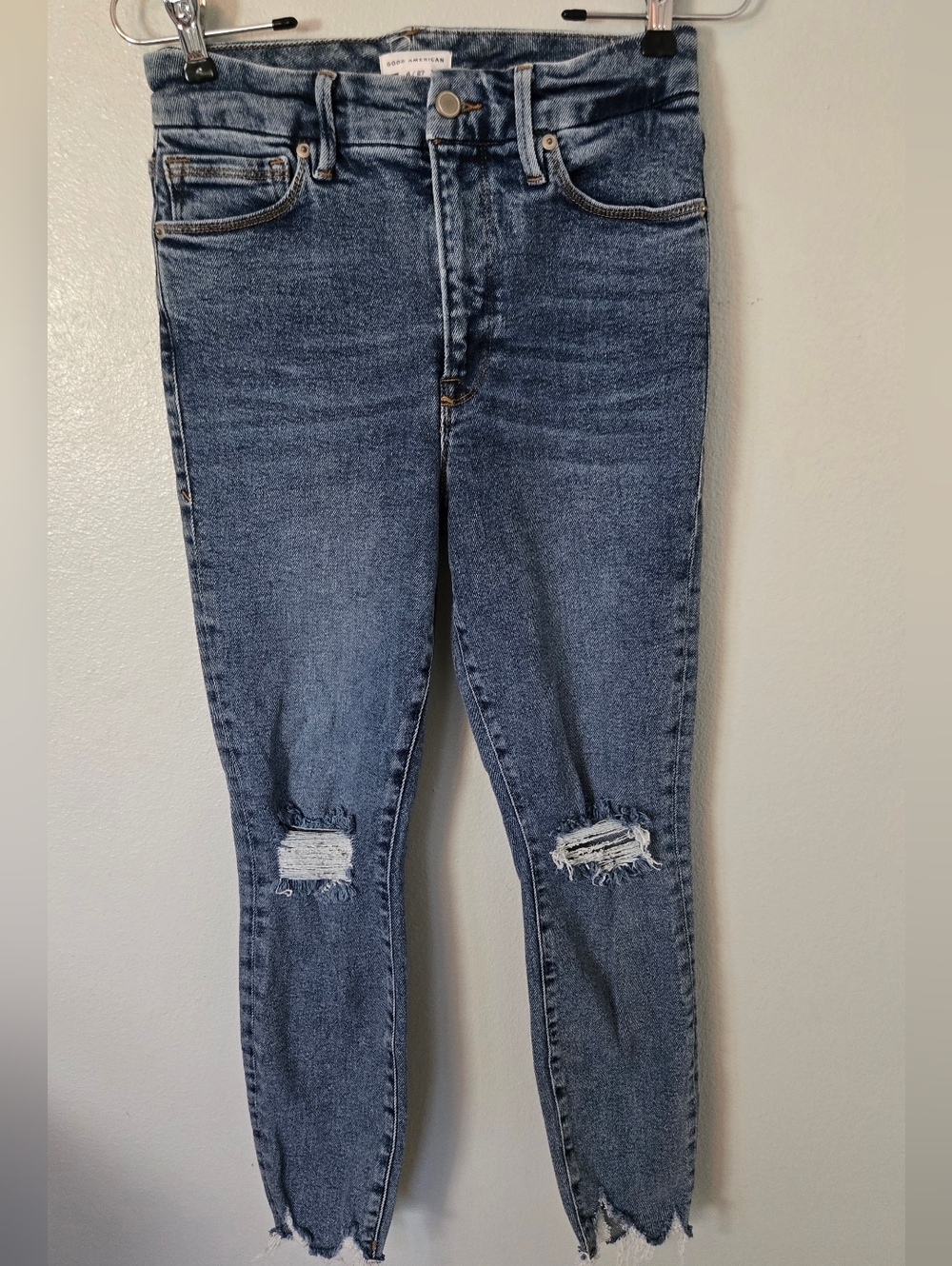 Good American | Good Waist Crop Distressed Skinny Jeans Size 4/27